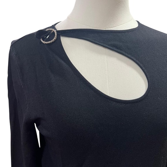 Vintage Belldini Black Cutout Ring Detail Top Long Sleeve Y2K Hong Kong Sz S - Picture 3 of 9